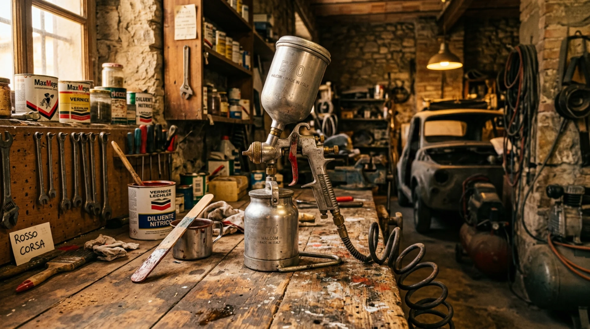 Pistola a spruzzo classica con serbatoio superiore da officina